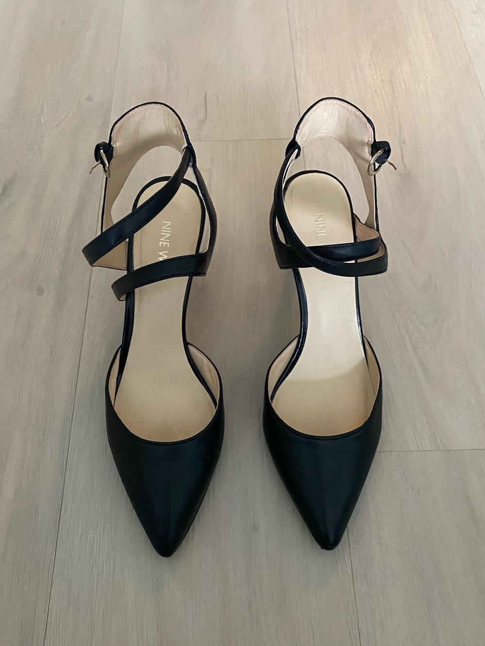 Nine West Black Pointed-Toe Strappy Heels